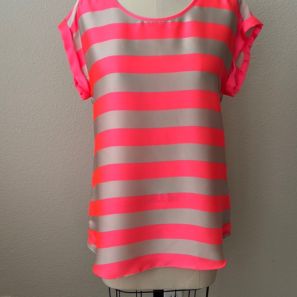 Express hot/neon pink stripe blouse
